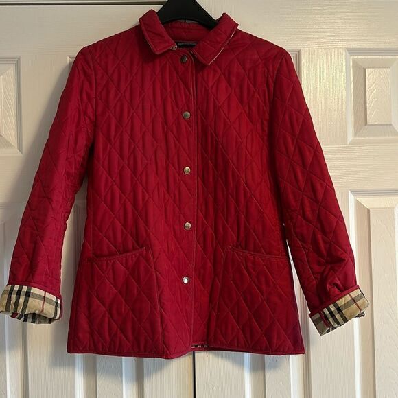 BURBERRY LONDON Women’s Red Diamond Quilted Jacket Size S - Picture 1 of 12